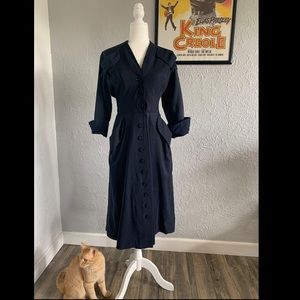 1940s Navy Dress